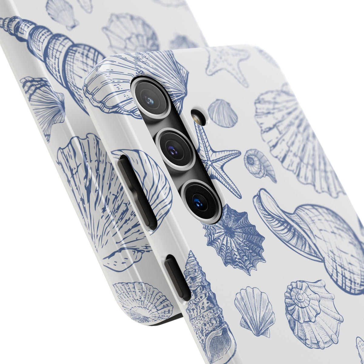 Seaside Sketch Tough Phone Case – Blue Shells & Starfish Protective Cover