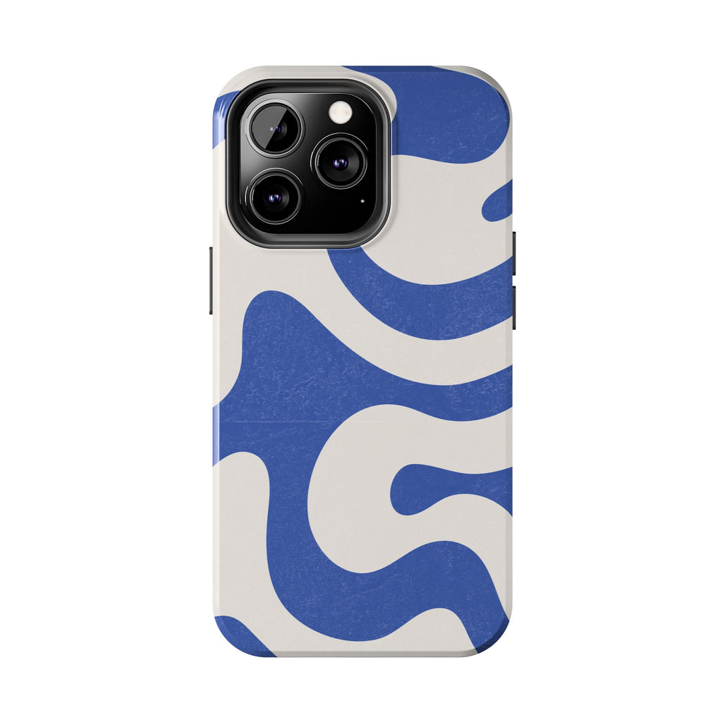 Blue Retro Swirl Tough Phone Case — Durable Abstract Pattern
