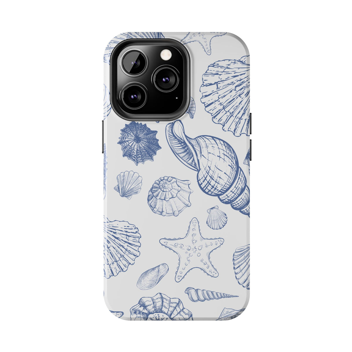 Seaside Sketch Tough Phone Case – Blue Shells & Starfish Protective Cover