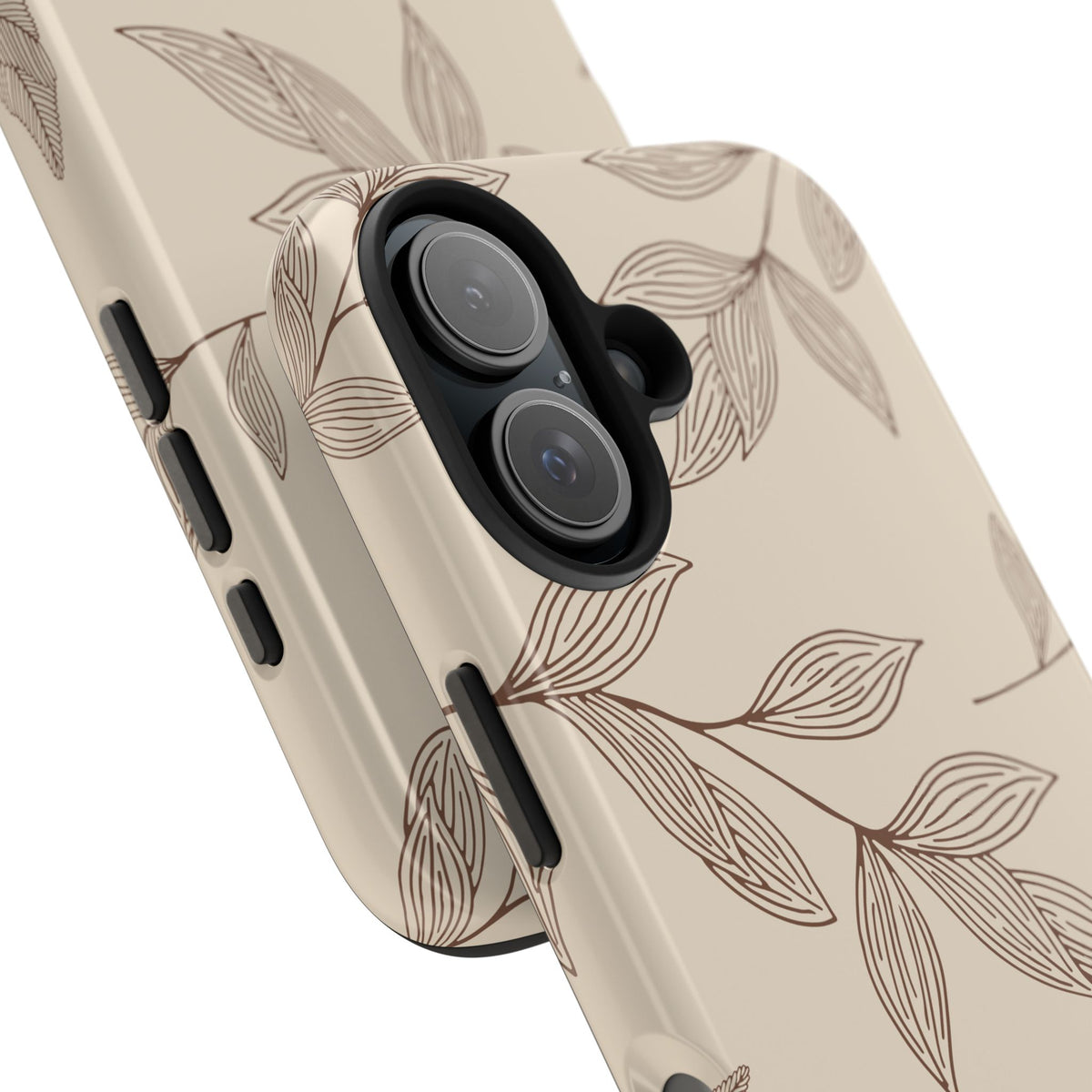 Tough Phone Case — Neutral Botanical Leaf Design (Protective Floral iPhone Case)