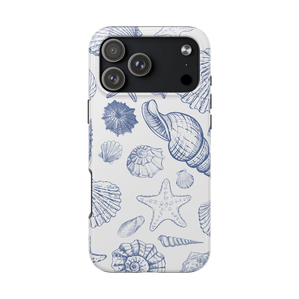 Seaside Sketch Tough Phone Case – Blue Shells & Starfish Protective Cover