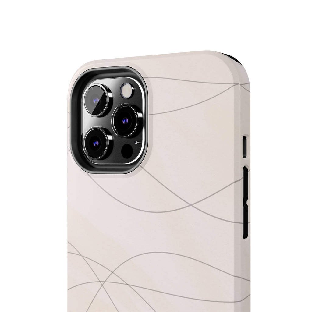 Minimal Beige Wave Tough Phone Case — Protective Slim Phone Case