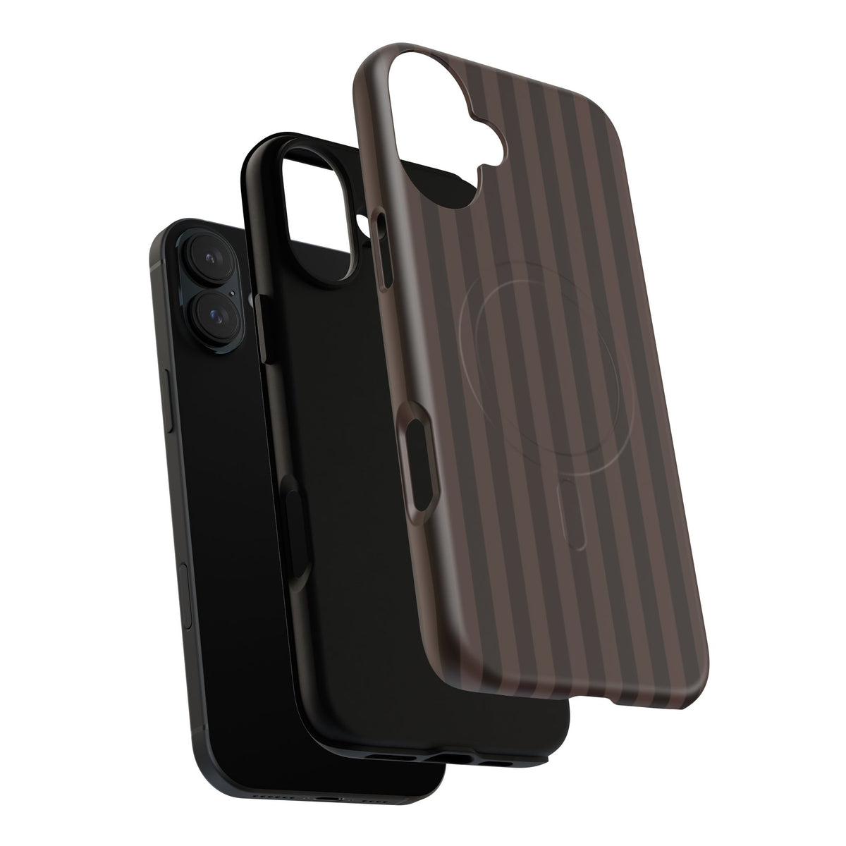 Dark Brown Striped Magnetic Phone Case