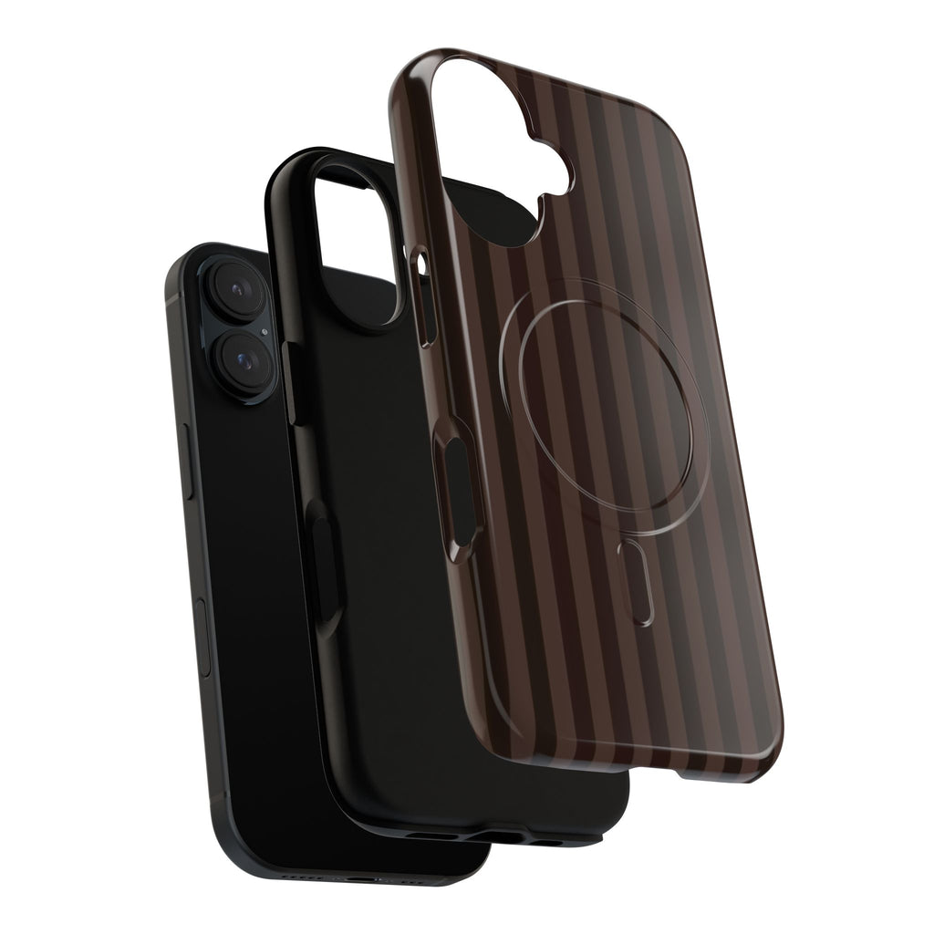 Dark Brown Striped Magnetic Phone Case