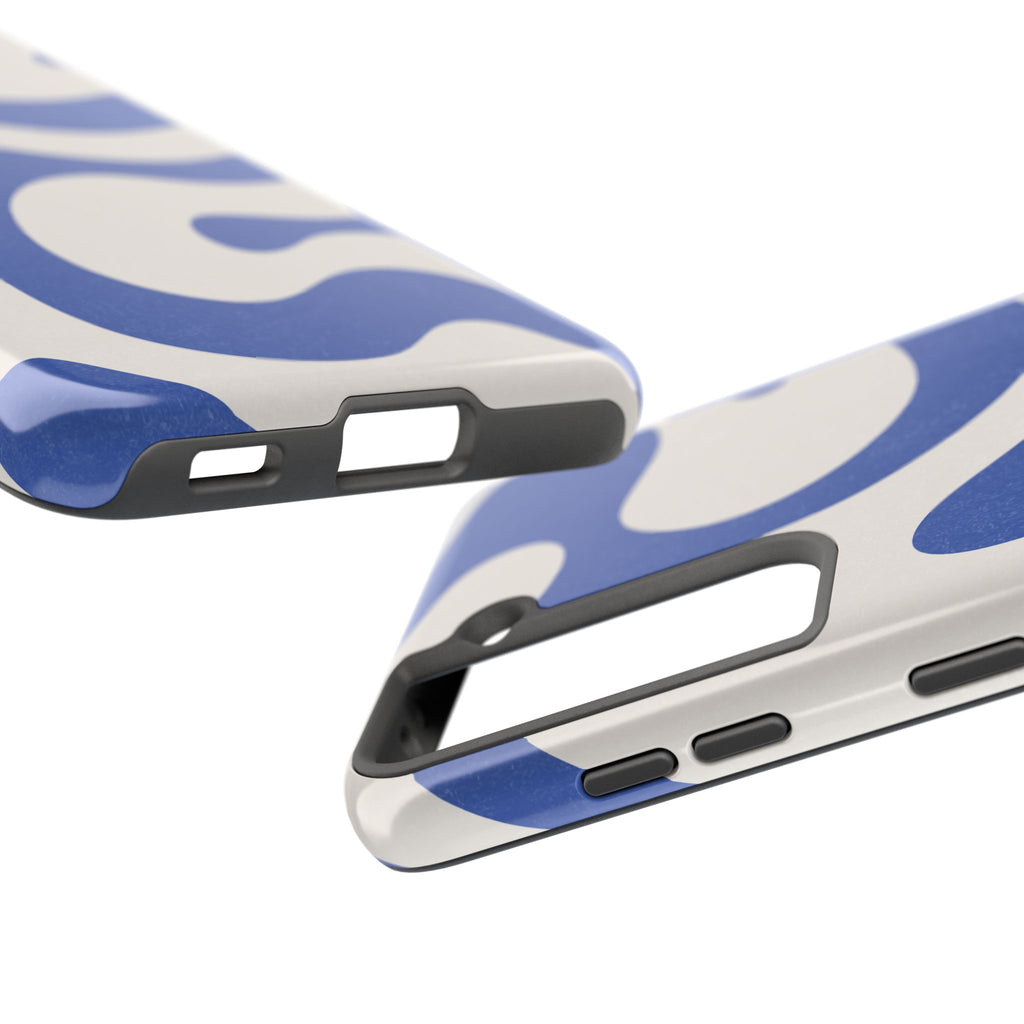 Blue Retro Swirl Tough Phone Case — Durable Abstract Pattern