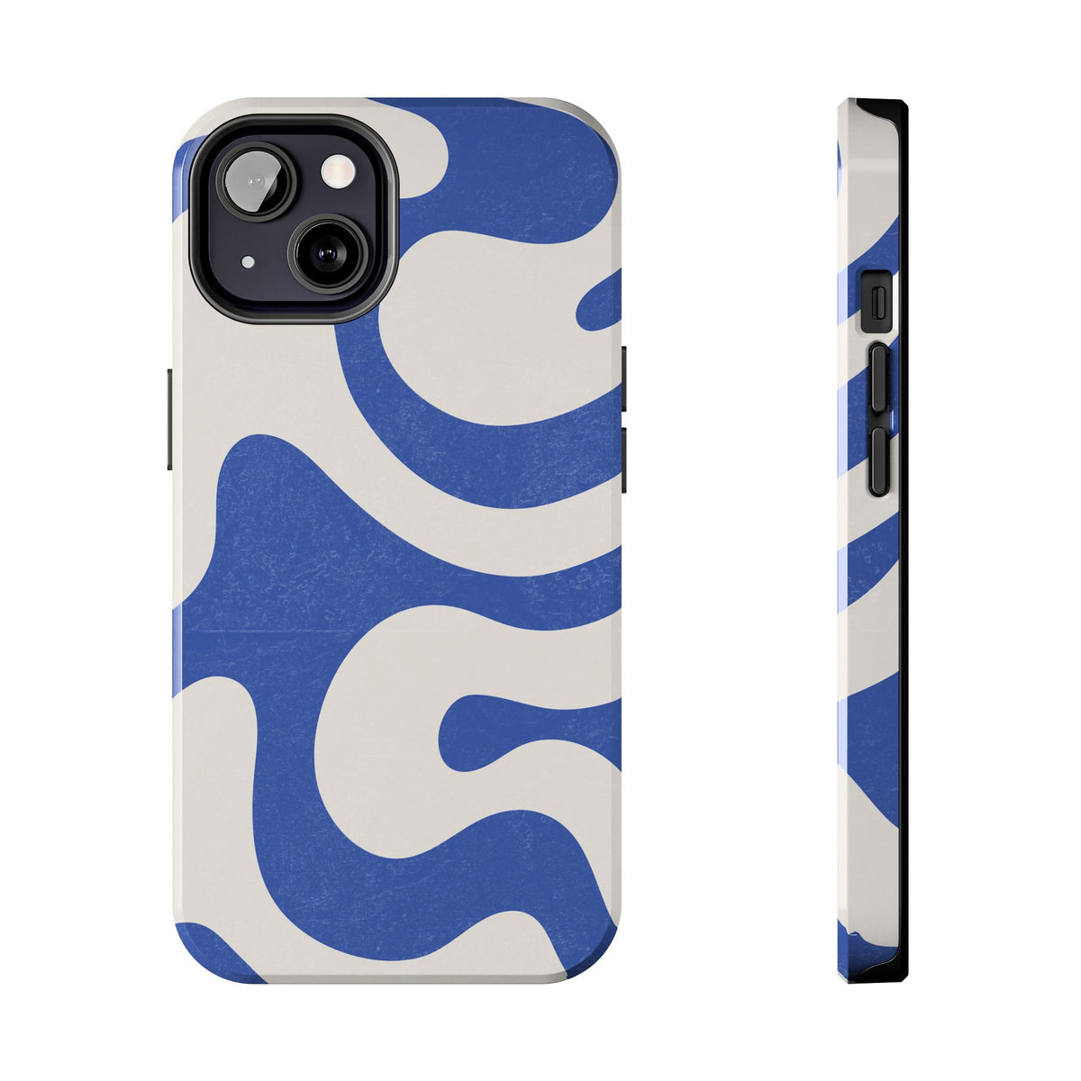 Blue Retro Swirl Tough Phone Case — Durable Abstract Pattern