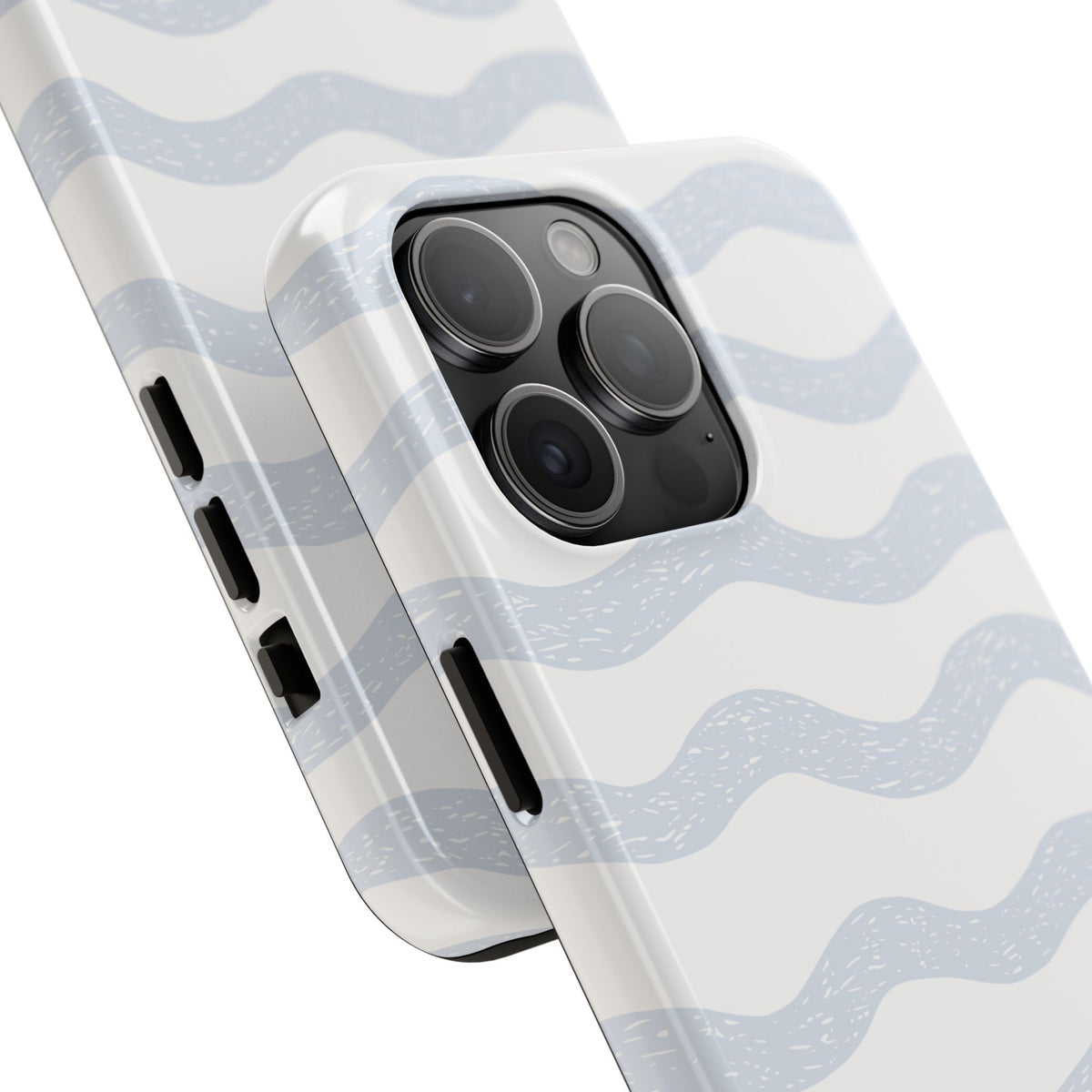 Tough Phone Case – Subtle Blue Wavy Stripes, Durable Protective Cover