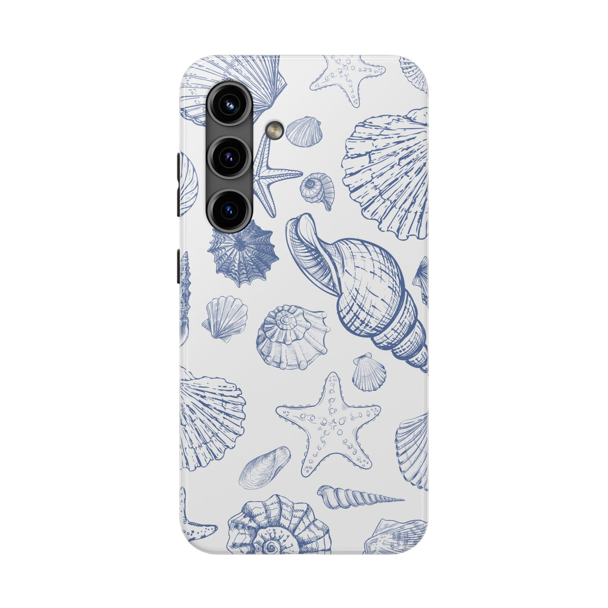 Seaside Sketch Tough Phone Case – Blue Shells & Starfish Protective Cover