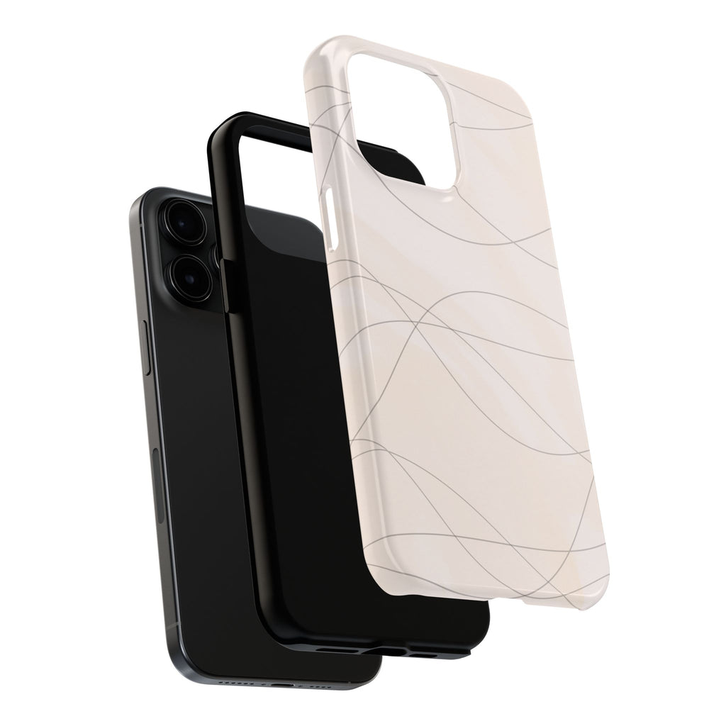 Minimal Beige Wave Tough Phone Case — Protective Slim Phone Case