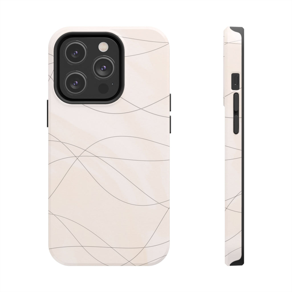 Minimal Beige Wave Tough Phone Case — Protective Slim Phone Case