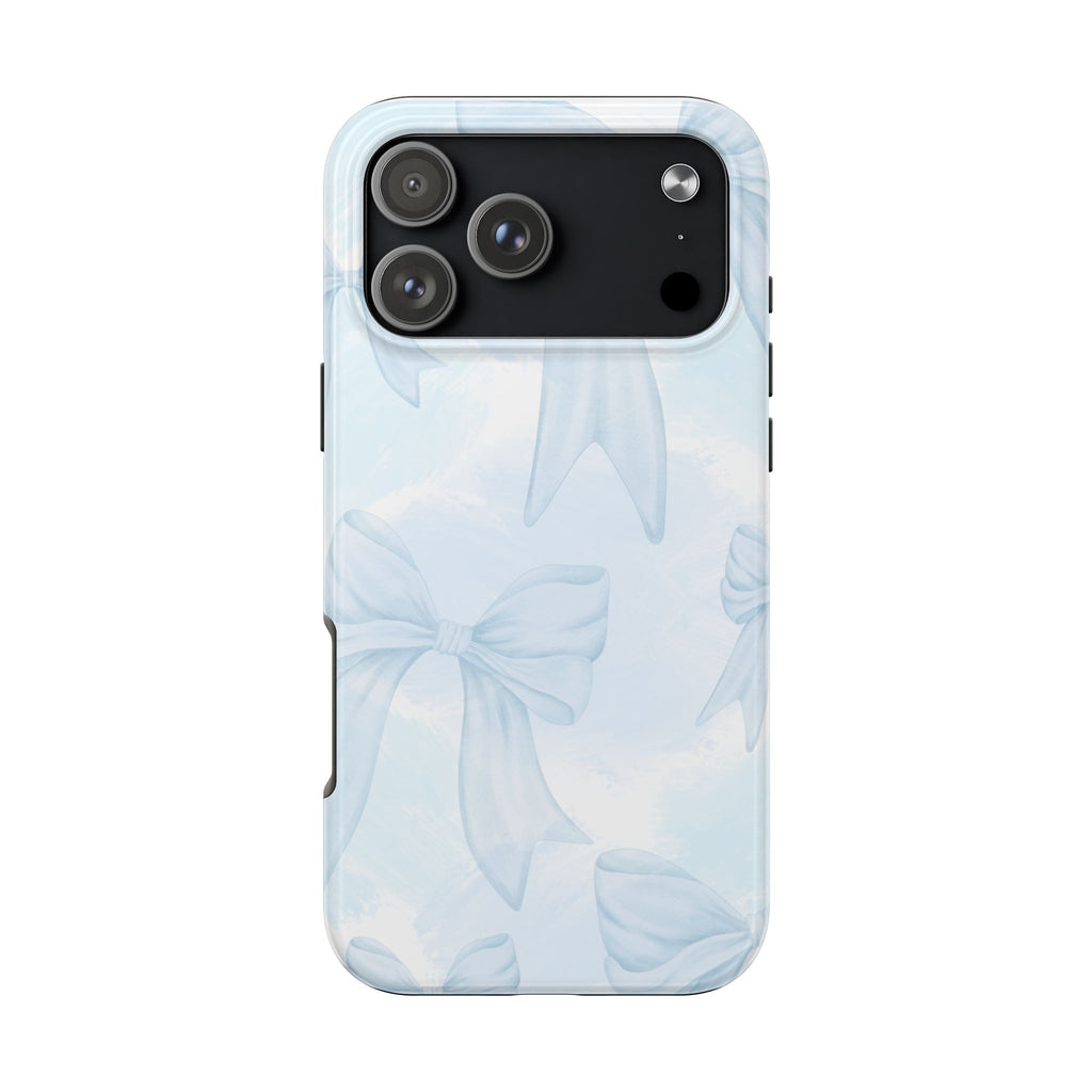 Pale Blue Bow Pattern Tough Phone Case