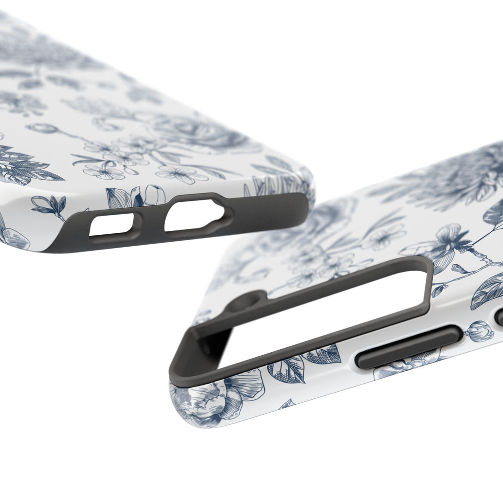 Tough Phone Case — Blue Vintage Floral Protective iPhone Cover