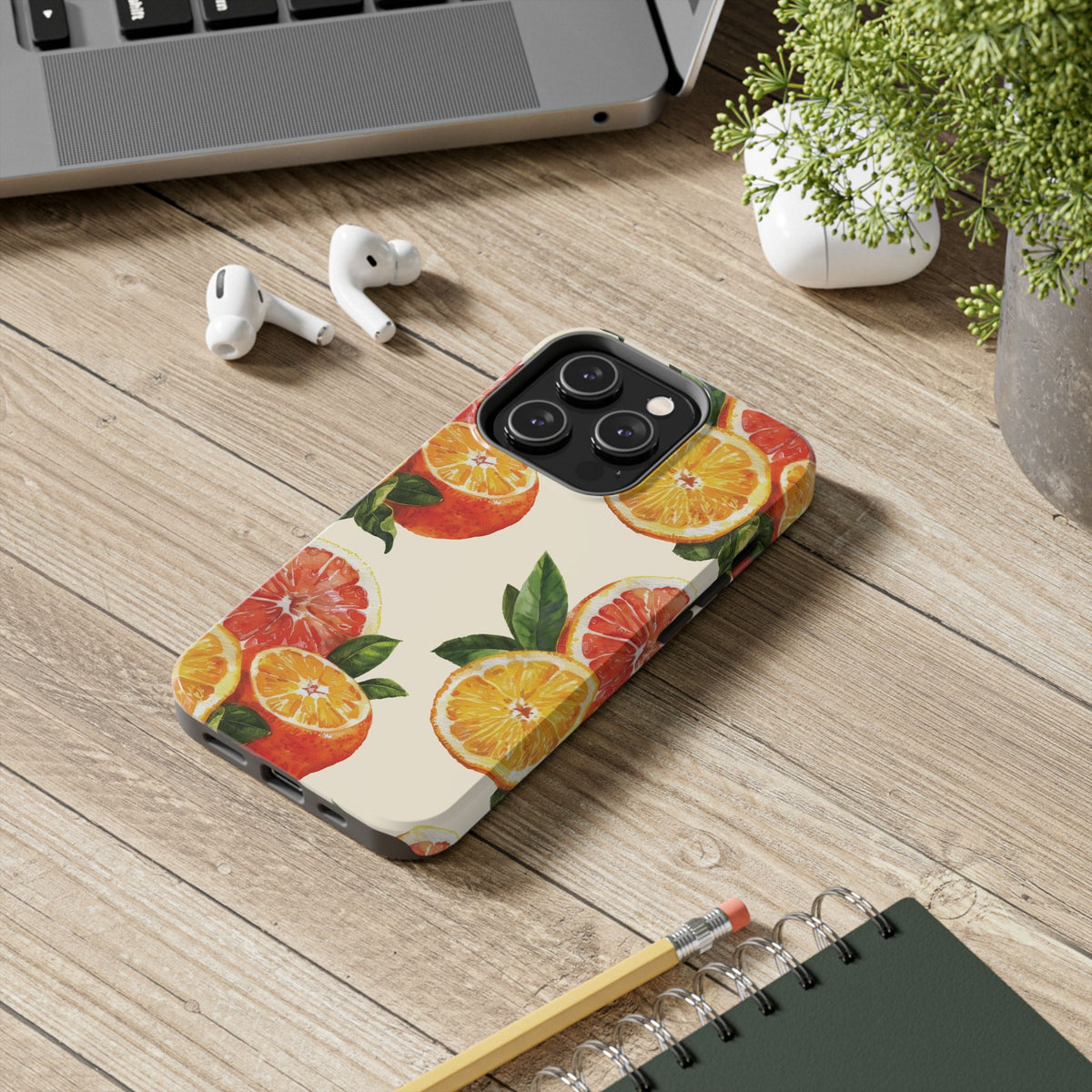 Citrus Squeeze Tough Phone Case — Watercolor Orange & Grapefruit Protective Cover