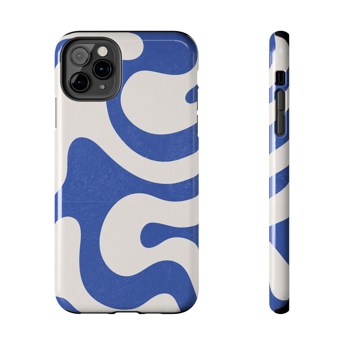 Blue Retro Swirl Tough Phone Case — Durable Abstract Pattern