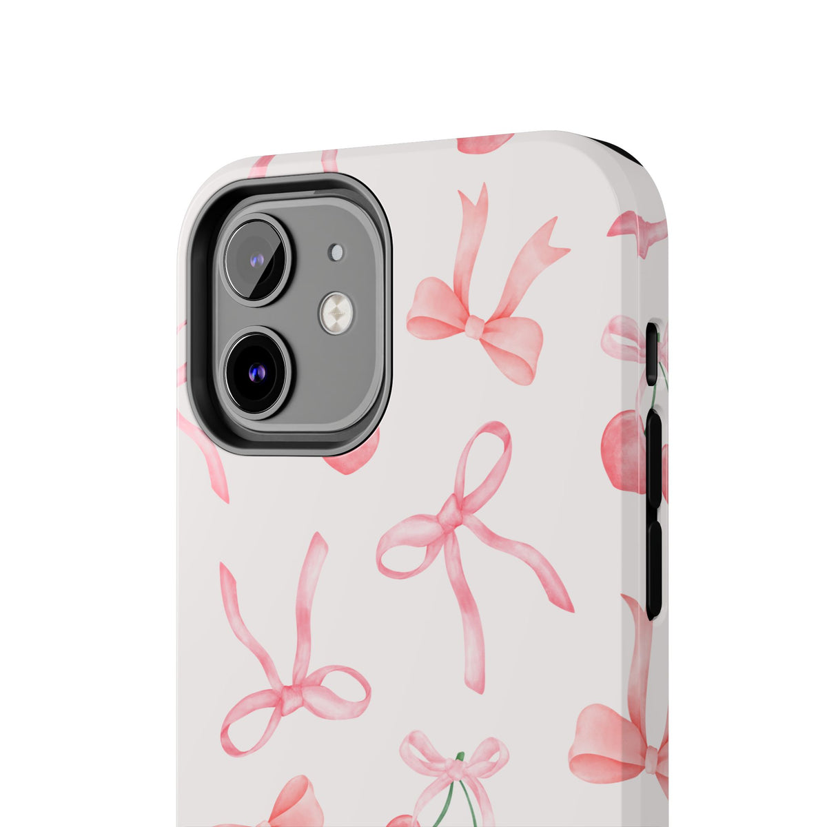 Pink Cherry & Bows Tough Phone Case — Cute Pastel Floral Pattern