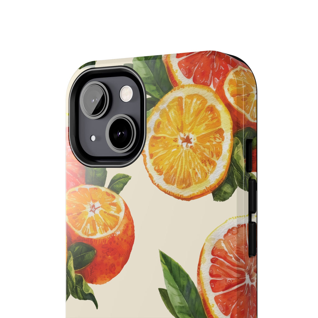 Citrus Squeeze Tough Phone Case — Watercolor Orange & Grapefruit Protective Cover