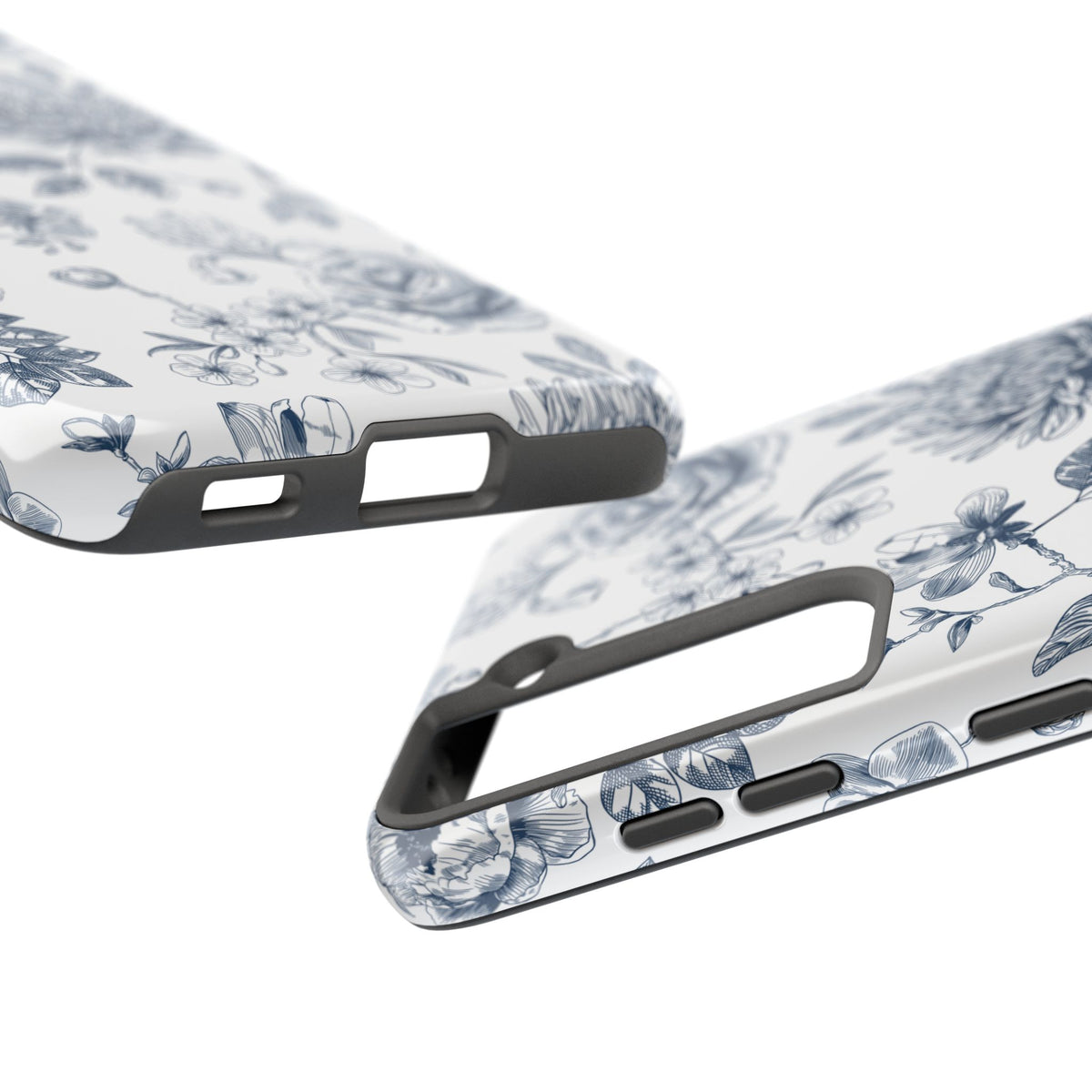 Tough Phone Case — Blue Vintage Floral Protective iPhone Cover
