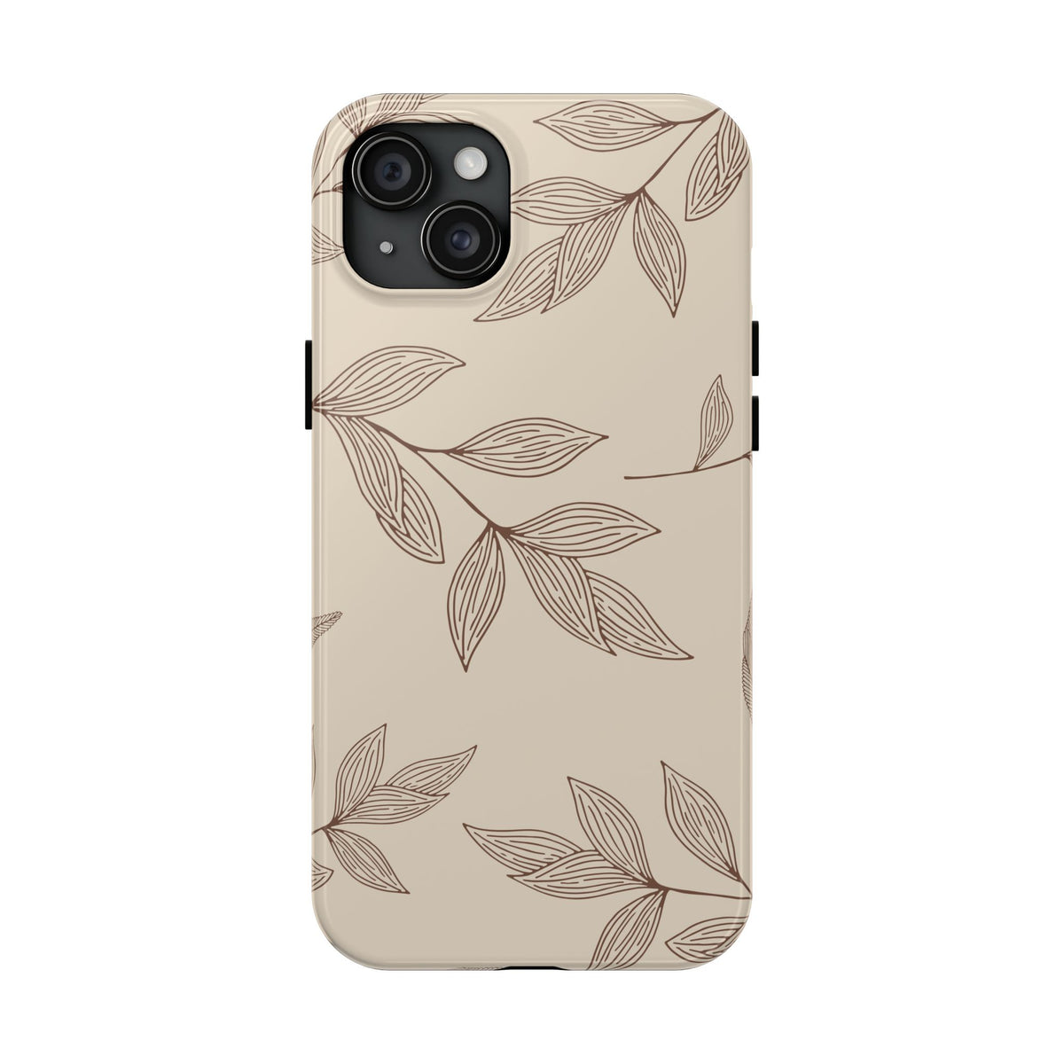 Tough Phone Case — Neutral Botanical Leaf Design (Protective Floral iPhone Case)