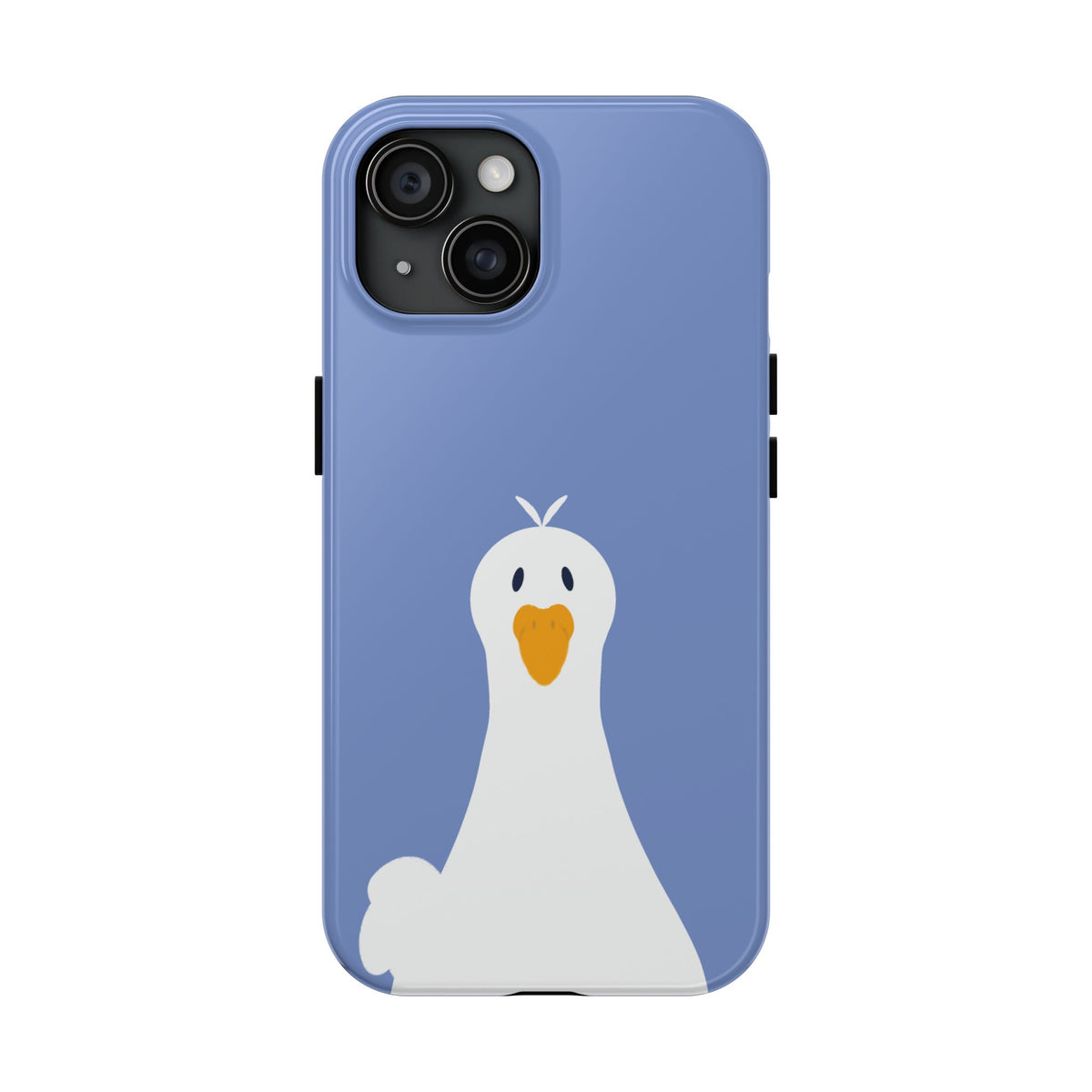 Goofy Goose Tough Phone Case — Cute Minimalist Duck Design on Blue