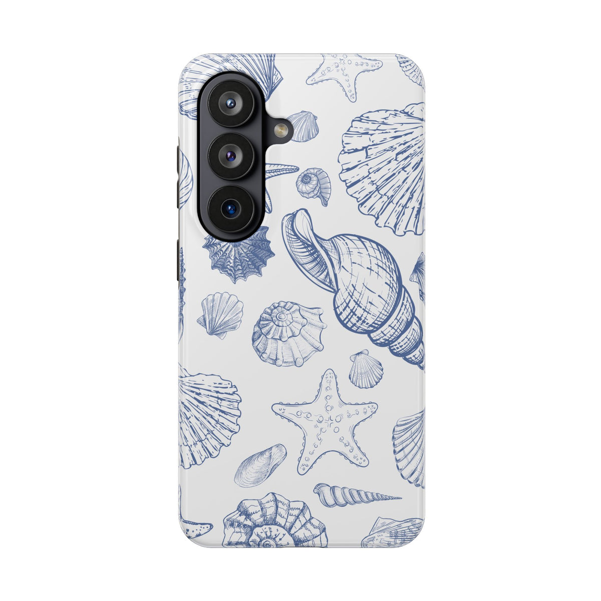 Seaside Sketch Tough Phone Case – Blue Shells & Starfish Protective Cover