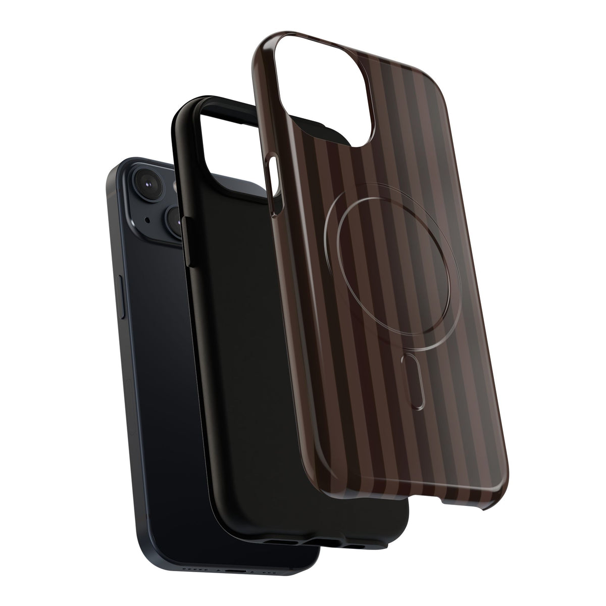 Dark Brown Striped Magnetic Phone Case