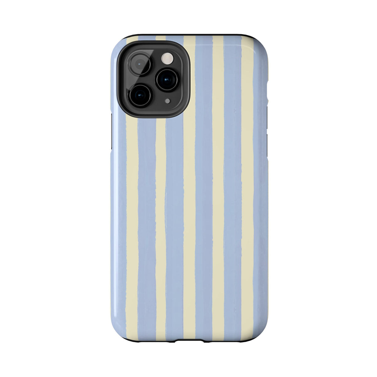 Pastel Stripe Tough Phone Case — Blue & Cream Protective Cover