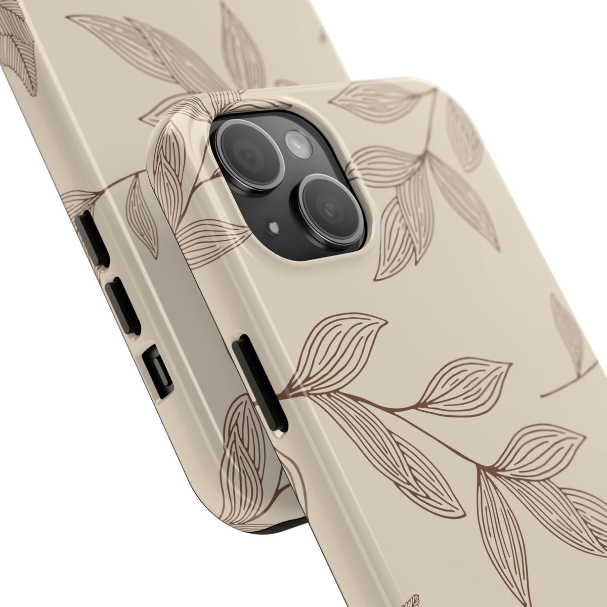 Tough Phone Case — Neutral Botanical Leaf Design (Protective Floral iPhone Case)