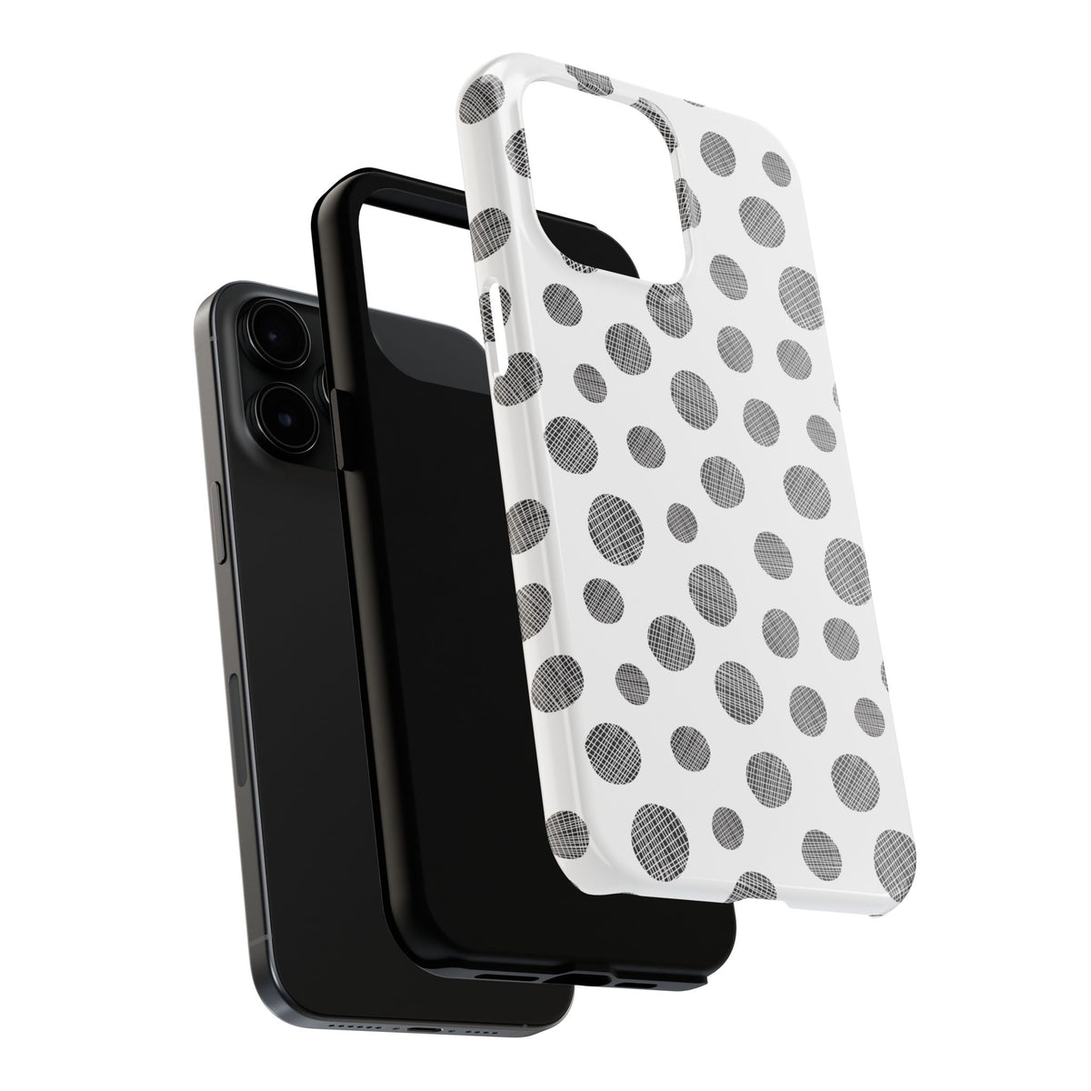 Polka Dot Texture Tough Phone Case — Black & White Spot Pattern, Protective Slim Phone Cover