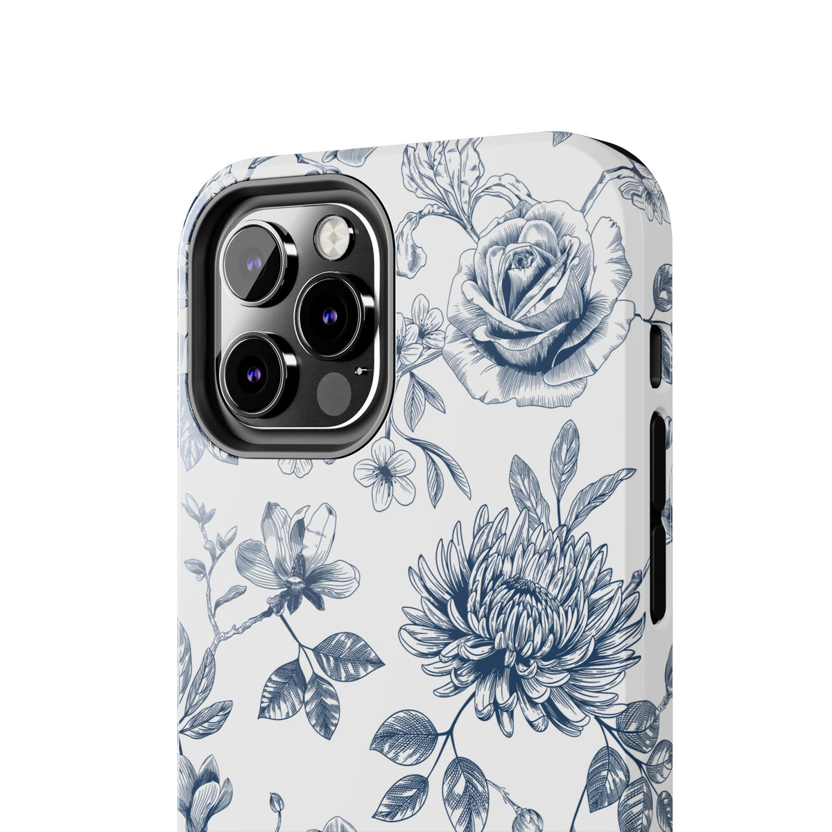Tough Phone Case — Blue Vintage Floral Protective iPhone Cover