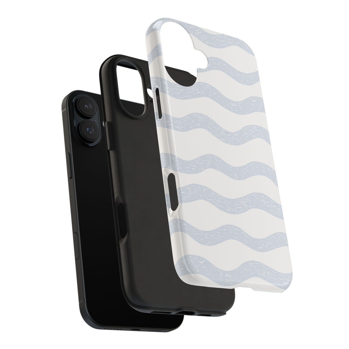 Tough Phone Case – Subtle Blue Wavy Stripes, Durable Protective Cover