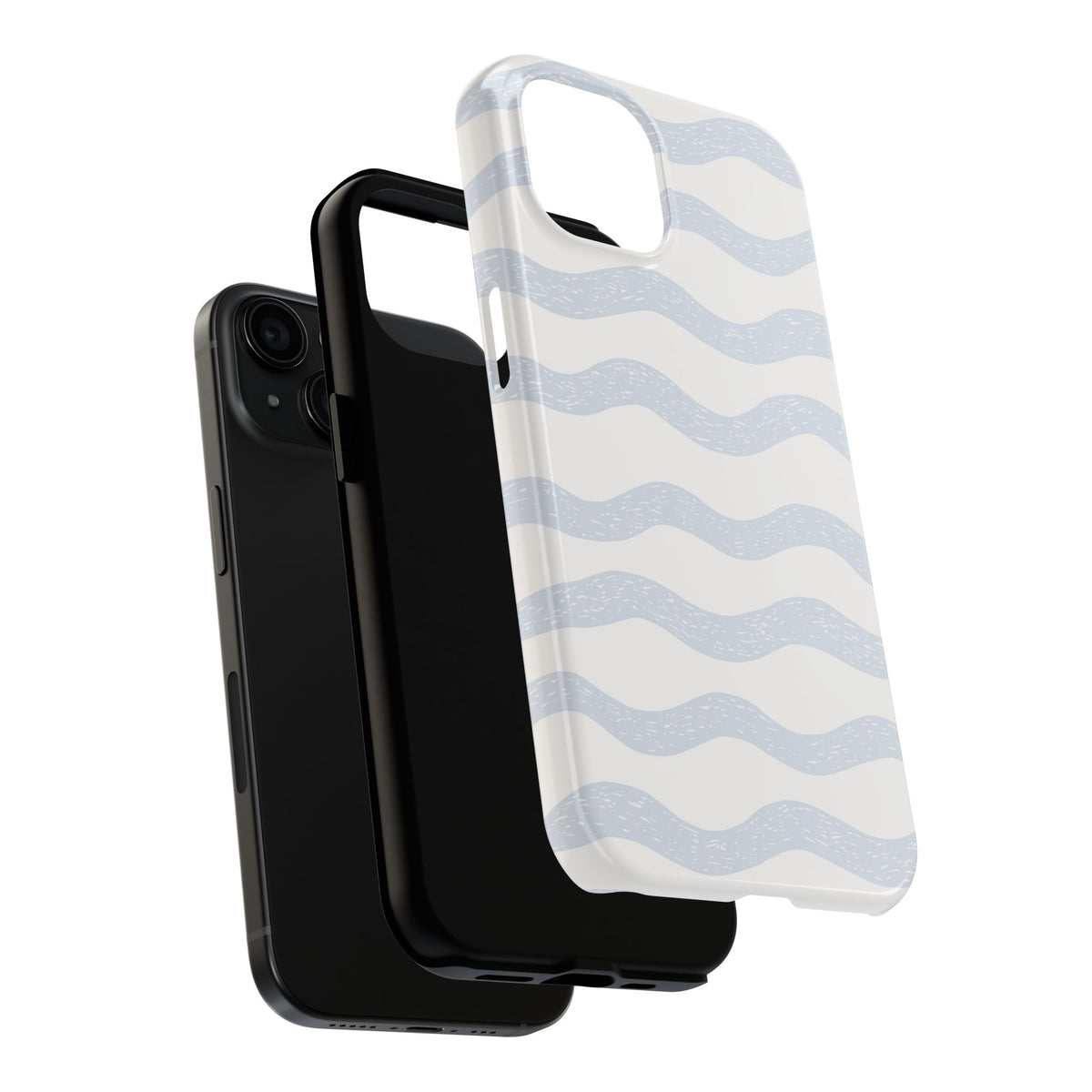 Tough Phone Case – Subtle Blue Wavy Stripes, Durable Protective Cover