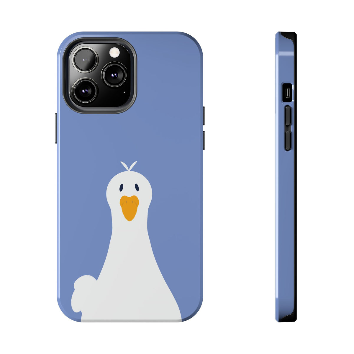 Goofy Goose Tough Phone Case — Cute Minimalist Duck Design on Blue