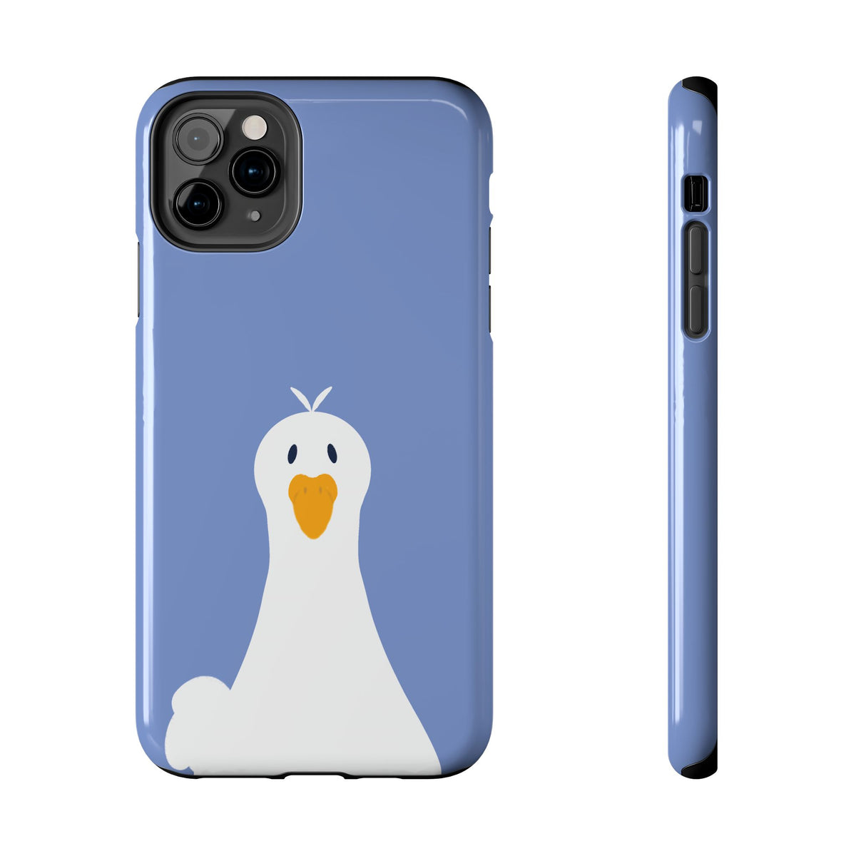 Goofy Goose Tough Phone Case — Cute Minimalist Duck Design on Blue