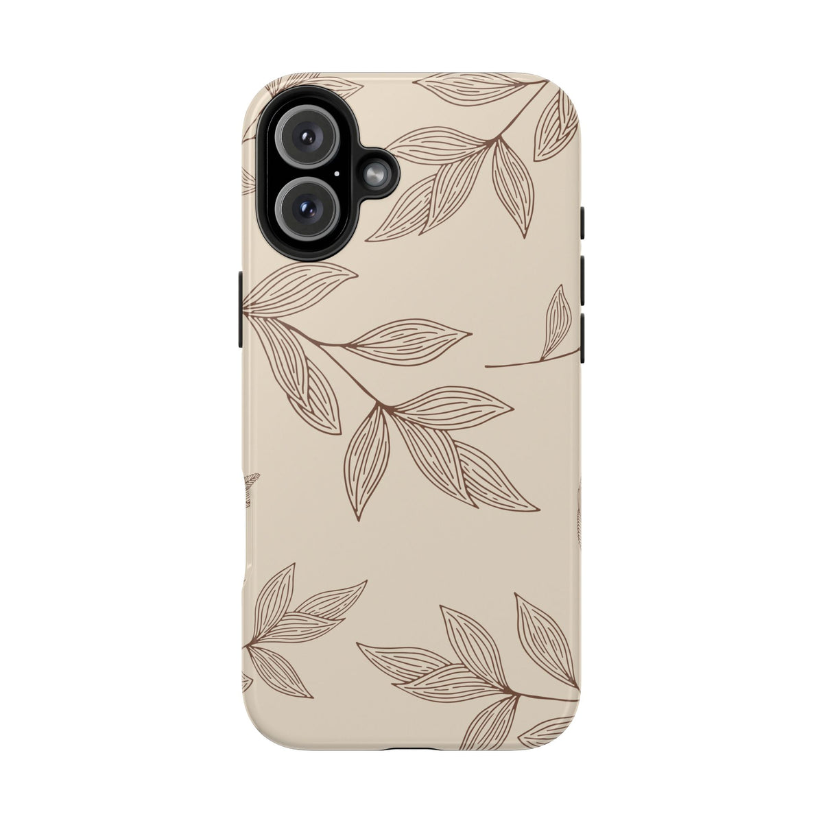 Tough Phone Case — Neutral Botanical Leaf Design (Protective Floral iPhone Case)