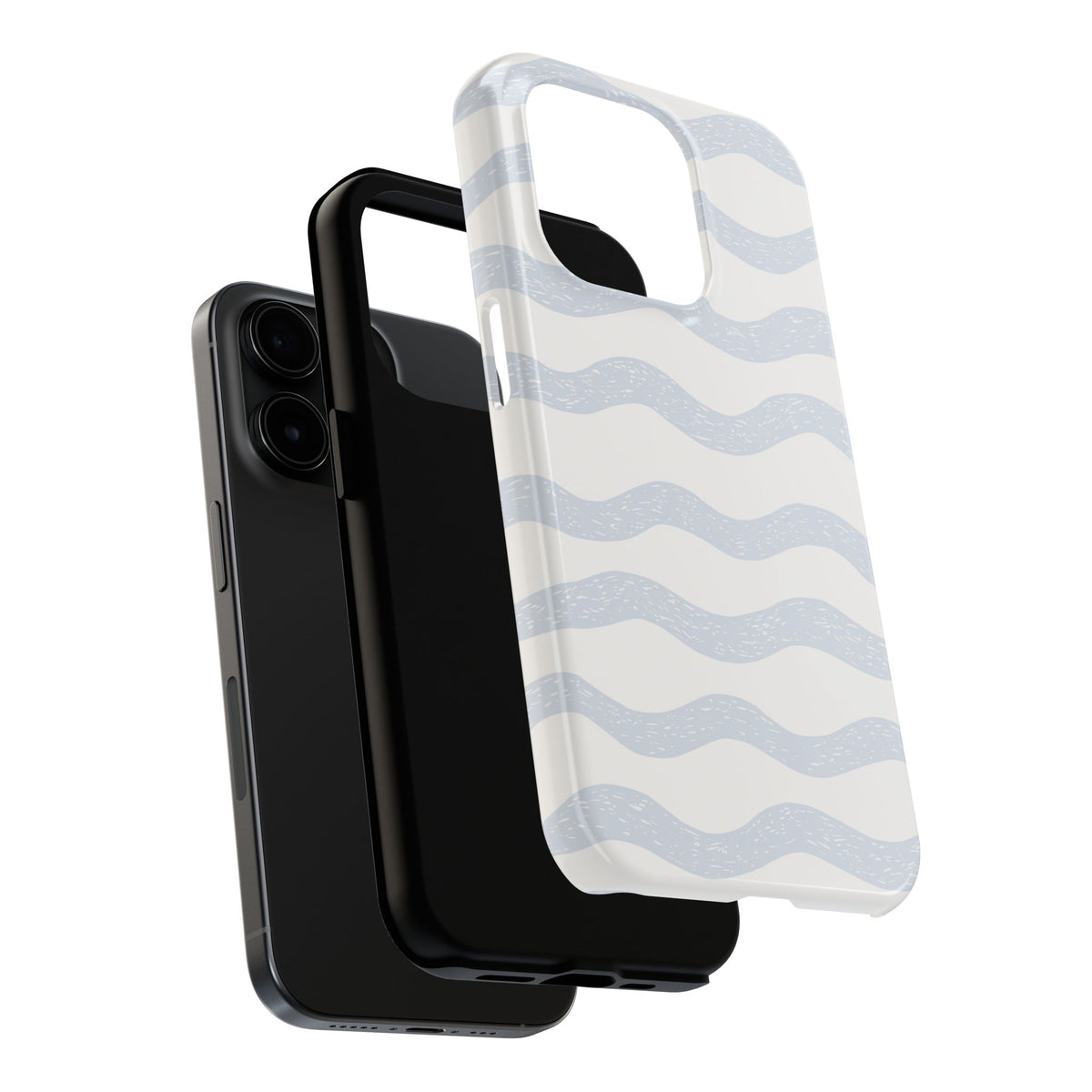 Tough Phone Case – Subtle Blue Wavy Stripes, Durable Protective Cover