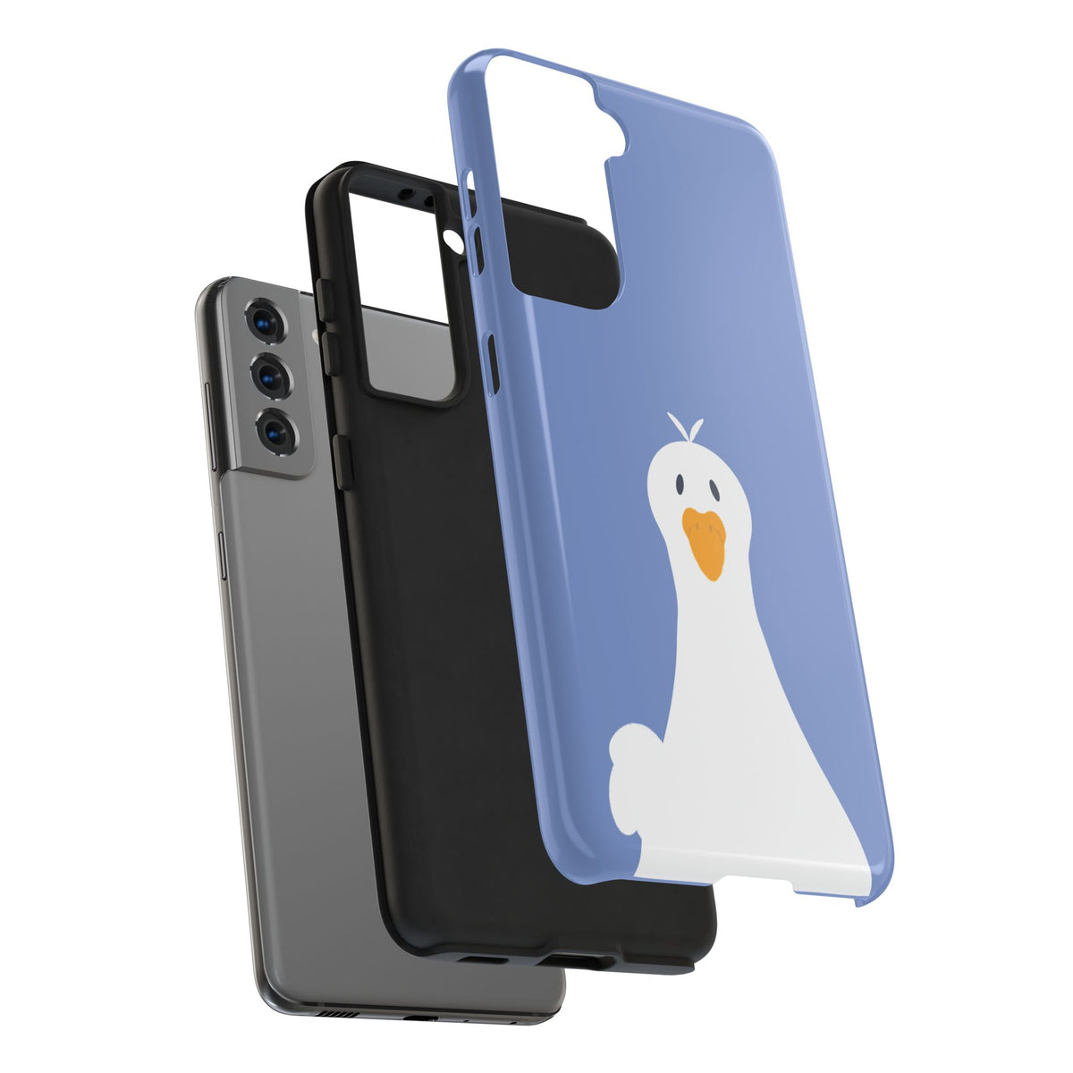 Goofy Goose Tough Phone Case — Cute Minimalist Duck Design on Blue
