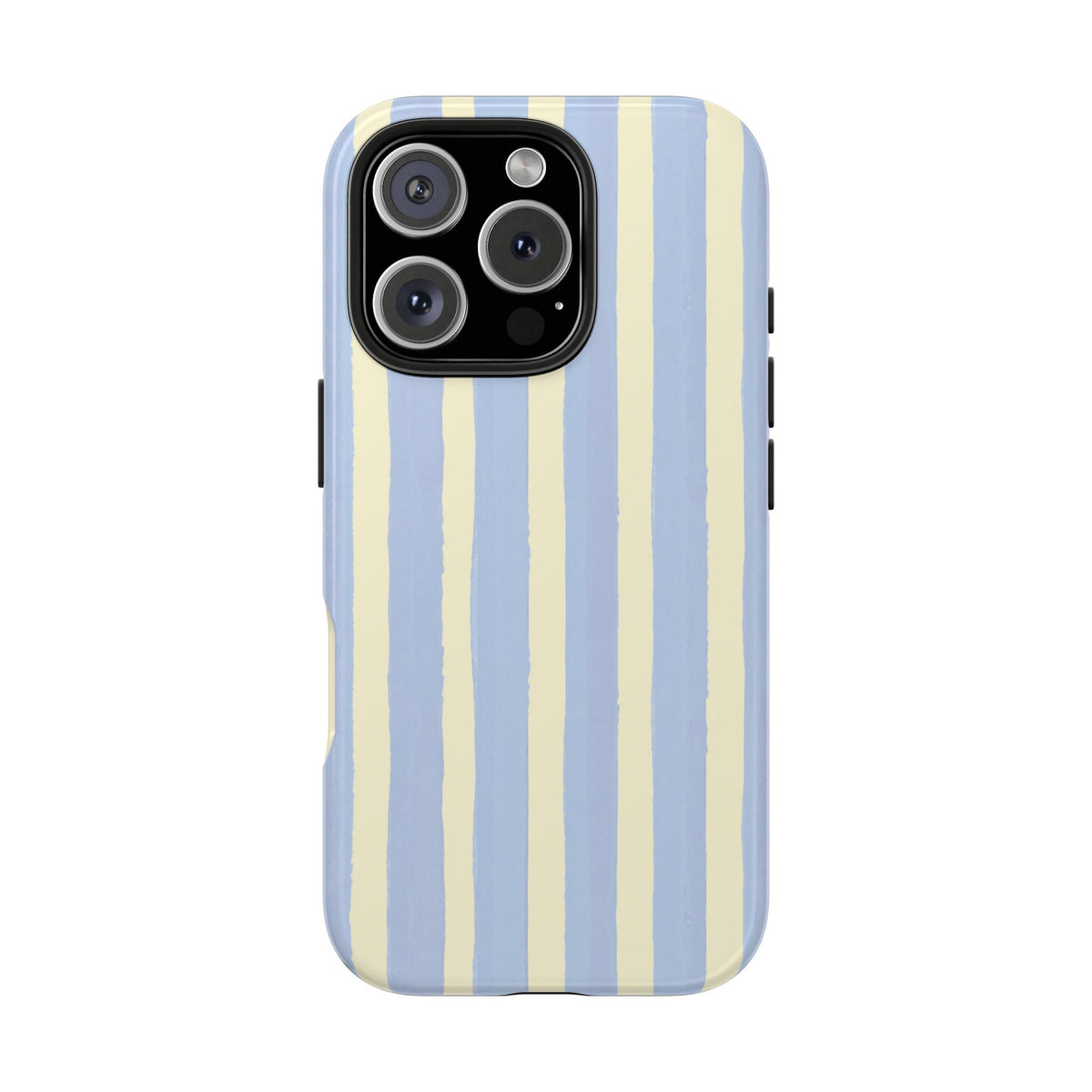 Pastel Stripe Tough Phone Case — Blue & Cream Protective Cover