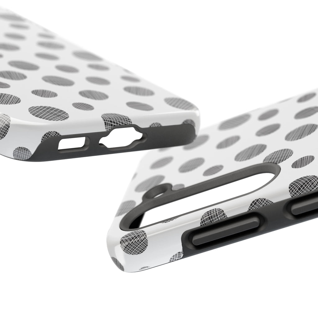 Polka Dot Texture Tough Phone Case — Black & White Spot Pattern, Protective Slim Phone Cover