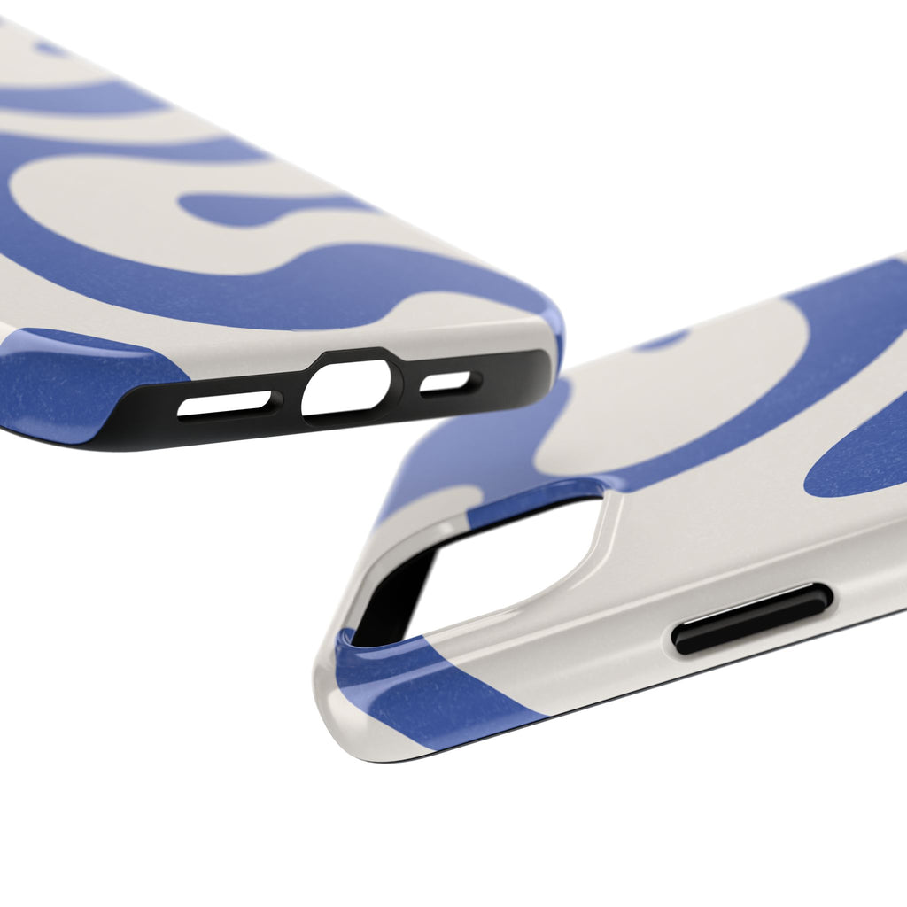Blue Retro Swirl Tough Phone Case — Durable Abstract Pattern