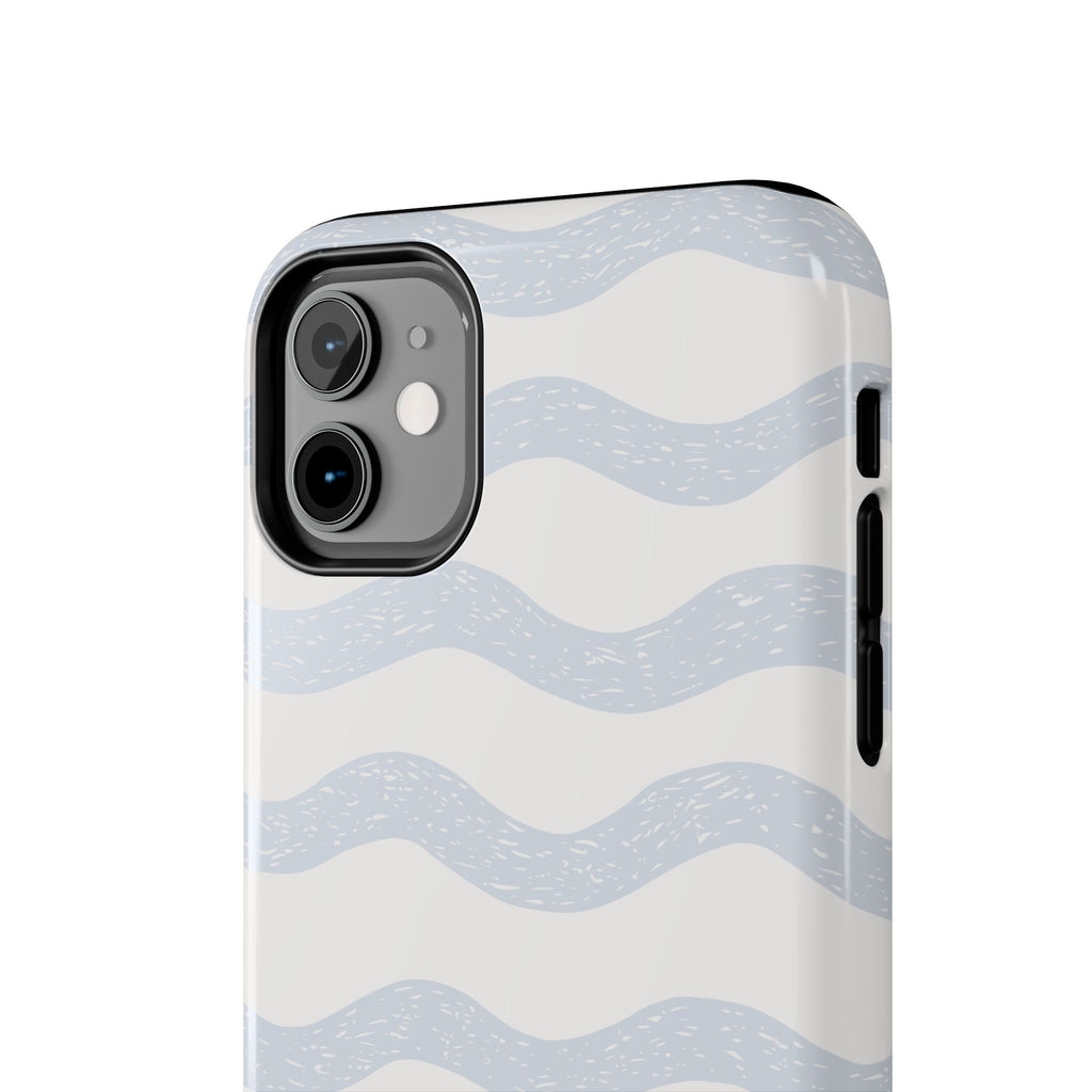 Tough Phone Case – Subtle Blue Wavy Stripes, Durable Protective Cover