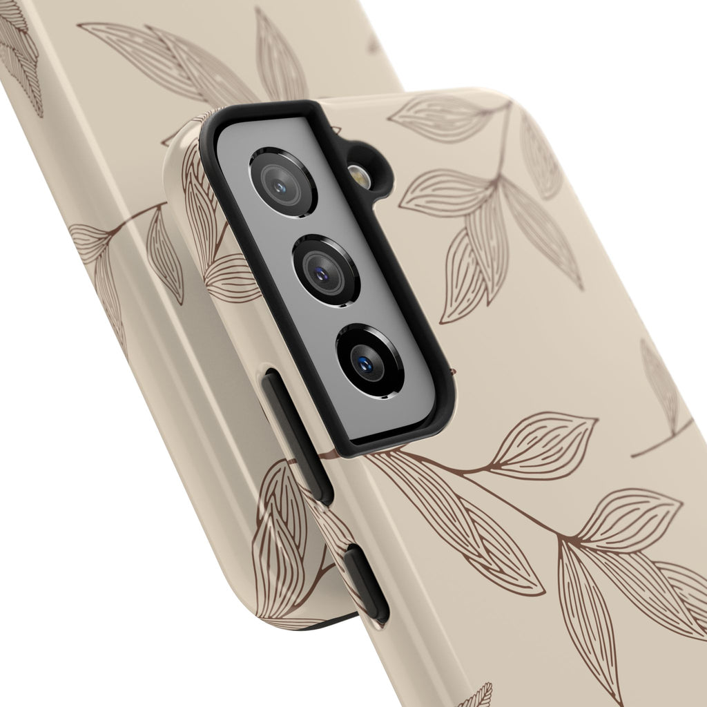 Tough Phone Case — Neutral Botanical Leaf Design (Protective Floral iPhone Case)