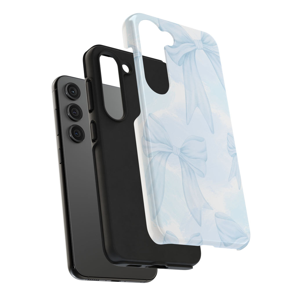 Pale Blue Bow Pattern Tough Phone Case