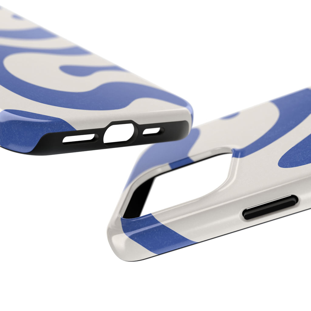 Blue Retro Swirl Tough Phone Case — Durable Abstract Pattern