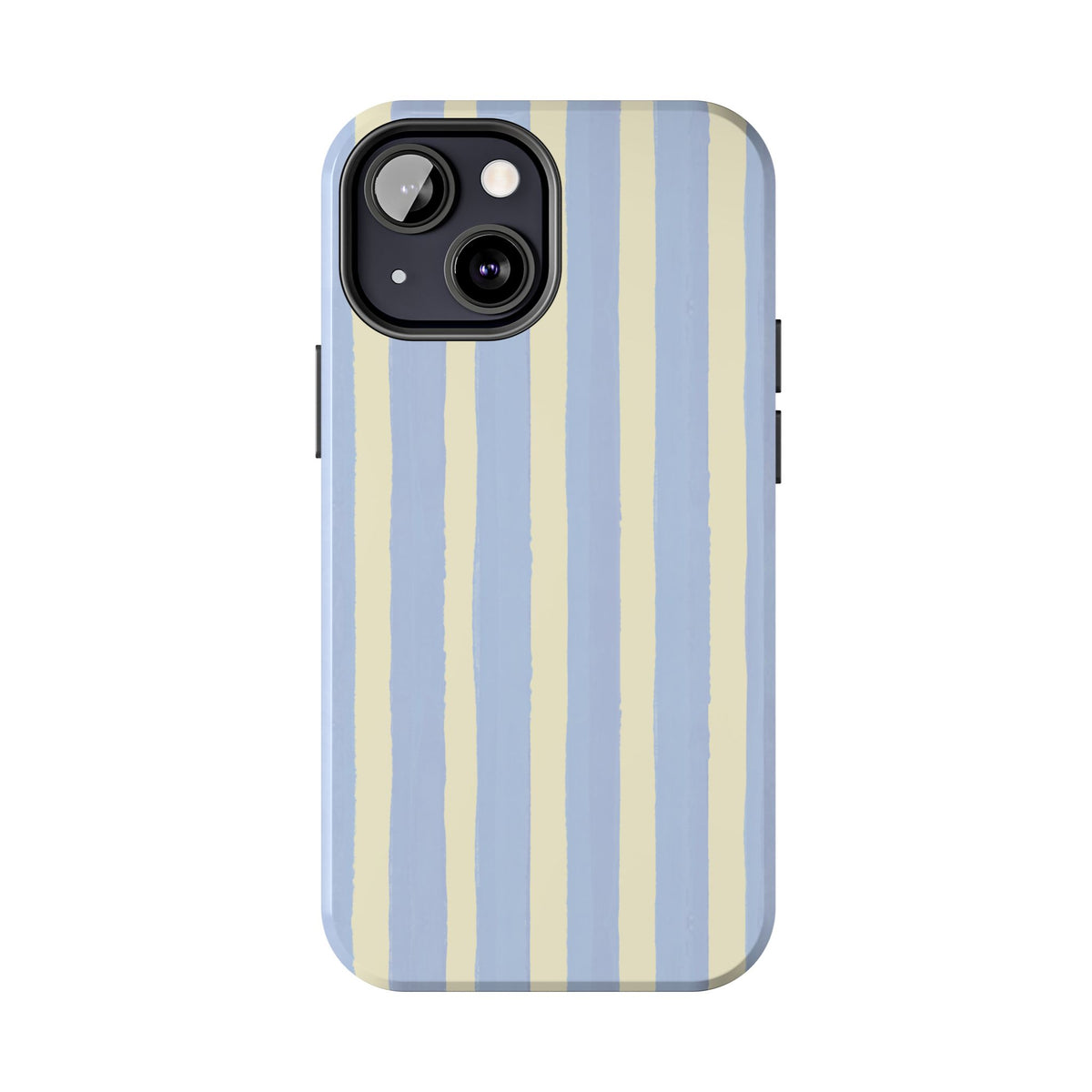 Pastel Stripe Tough Phone Case — Blue & Cream Protective Cover