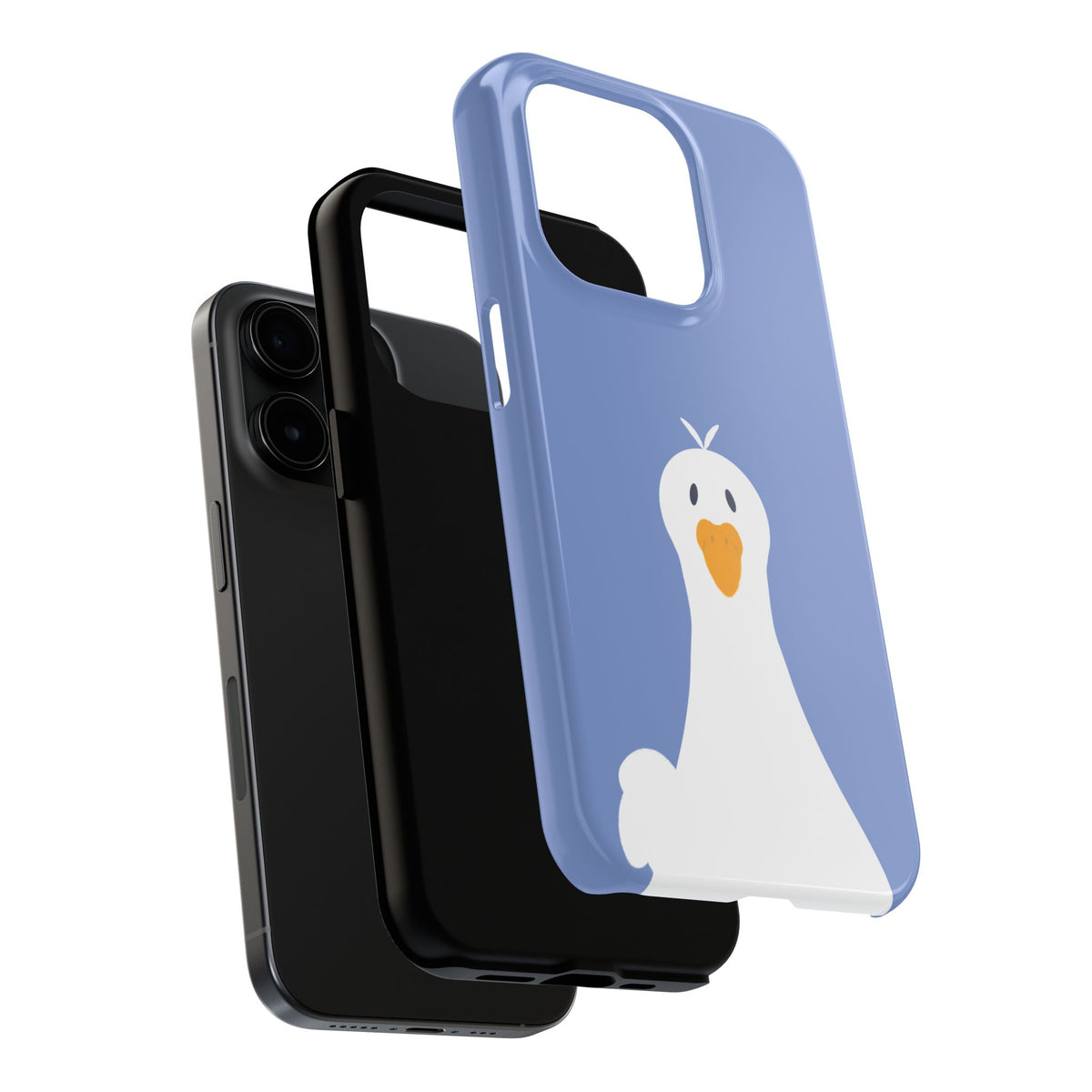 Goofy Goose Tough Phone Case — Cute Minimalist Duck Design on Blue