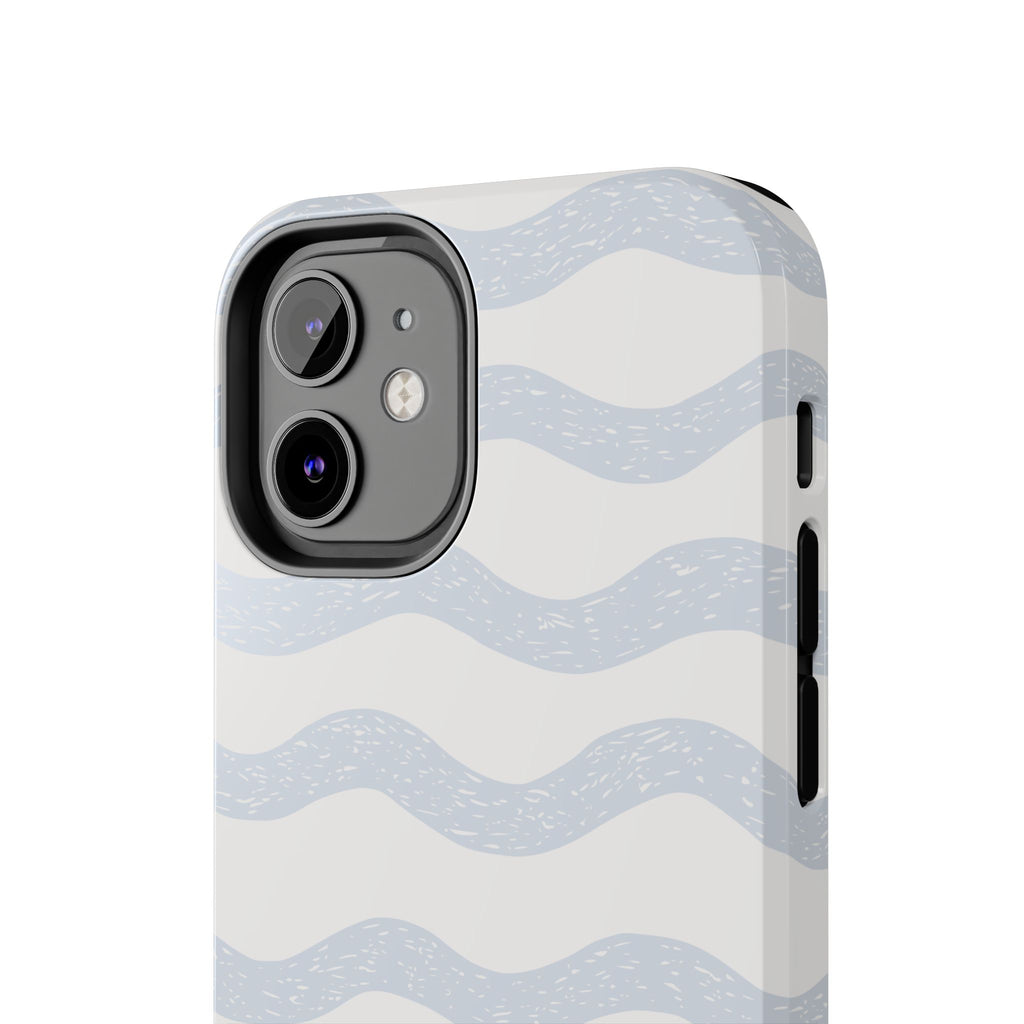 Tough Phone Case – Subtle Blue Wavy Stripes, Durable Protective Cover