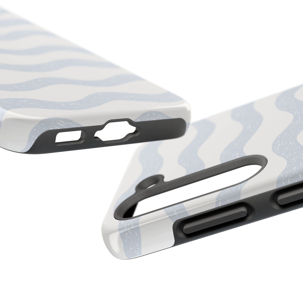 Tough Phone Case – Subtle Blue Wavy Stripes, Durable Protective Cover
