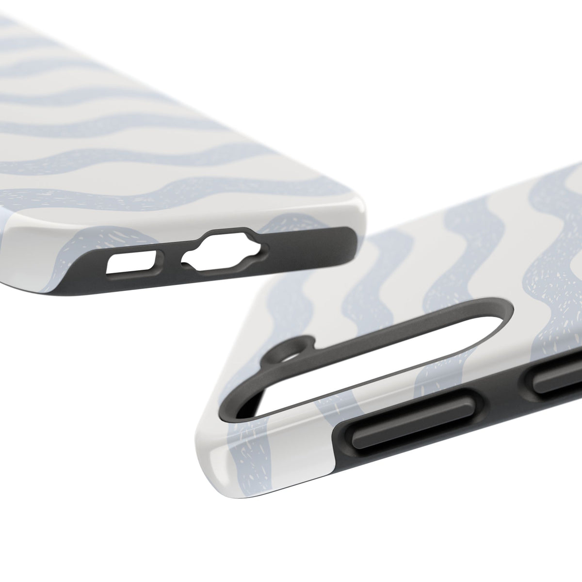 Tough Phone Case – Subtle Blue Wavy Stripes, Durable Protective Cover