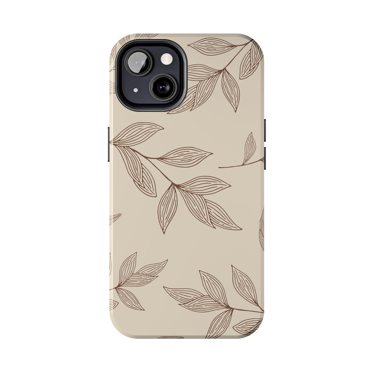 Tough Phone Case — Neutral Botanical Leaf Design (Protective Floral iPhone Case)