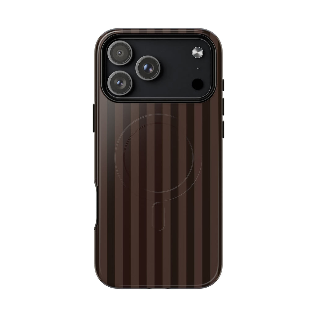 Dark Brown Striped Magnetic Phone Case